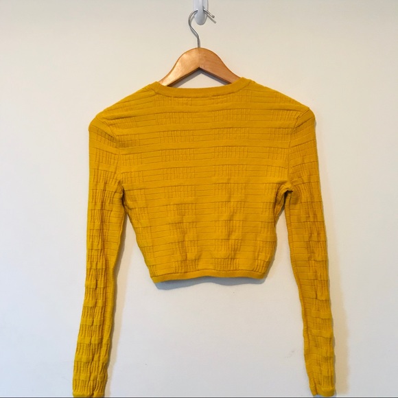 Mustard Yellow Knit Crop Top - Picture 2 of 6